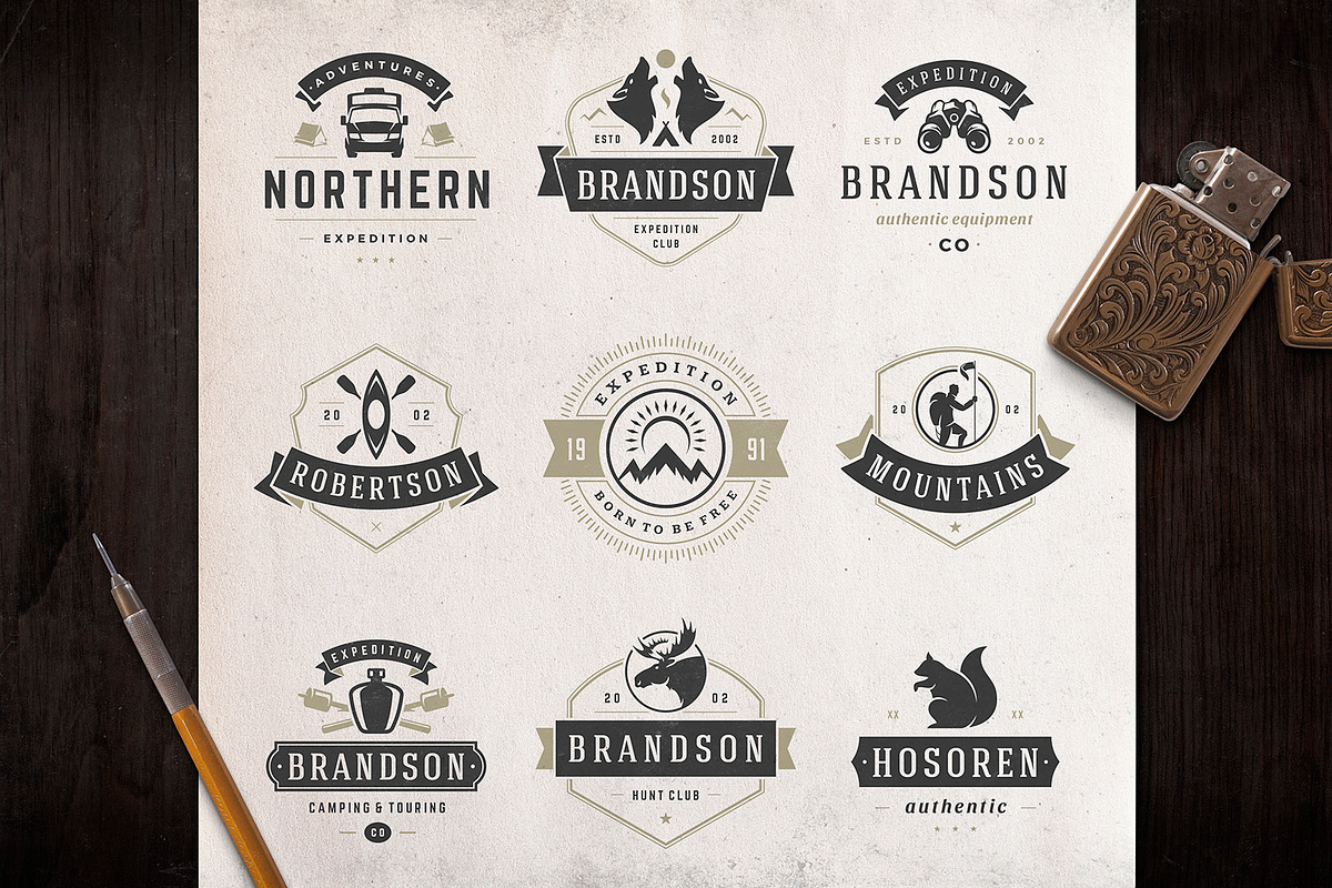 280 Outdoor logos and badges, a Branding & Logo Template by Vasya Kobelev (Photo 76 of 83)