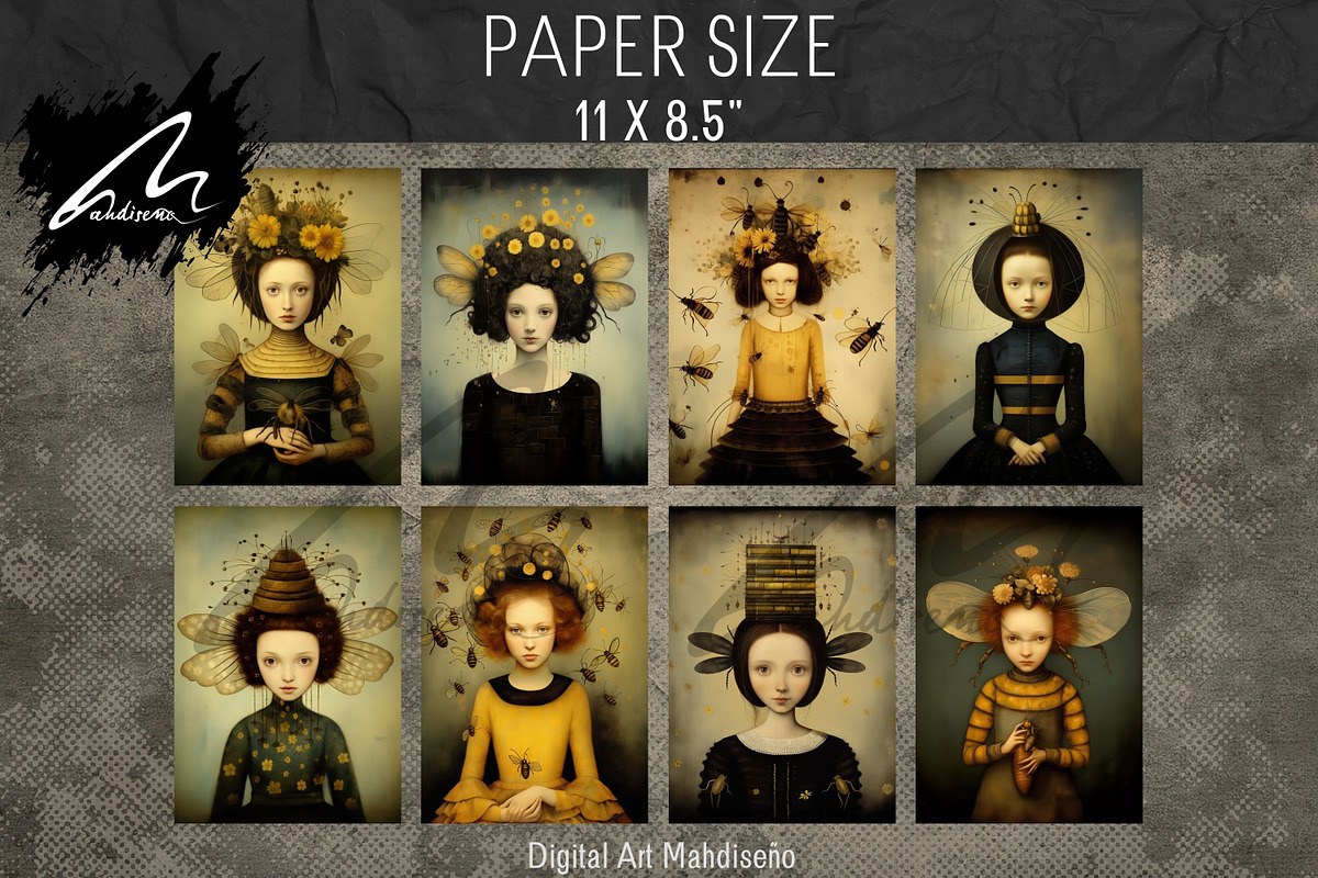Honeybee Girl, Whimsy Collage Pages, a Person Illustration by Digital Art Mahdiseño (Photo 3 of 9)