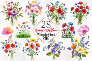 Spring Wildflower Clipart Sublimatio, an Illustration by RobertsArt