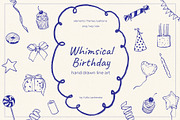 Whimsical Birthday line art, a Decorative Illustration by Yuliia Lashevska (Thumbnail 1 of 11)
