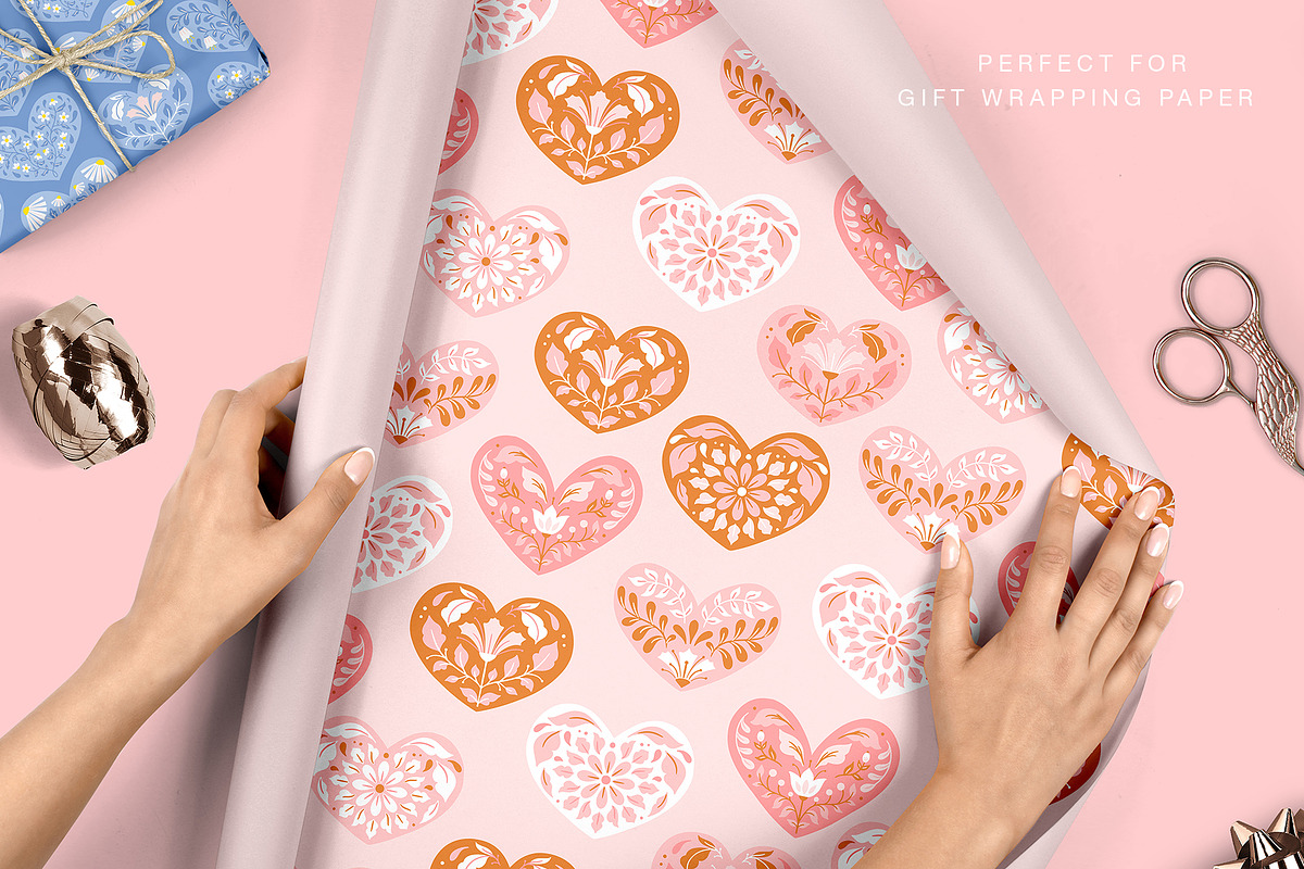 Hearts & Flowers patterns + elements, a Decorative Illustration by Inna Moreva (Photo 8 of 13)