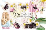 Retro Camera Summer Clip Art, a Seasonal Illustration by Leonaa art (Thumbnail 1 of 9)