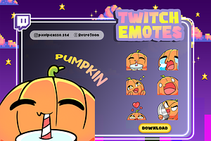 Pumpkin Twitch Emotes, an Emoji Icon by Pixel Picasso Studio