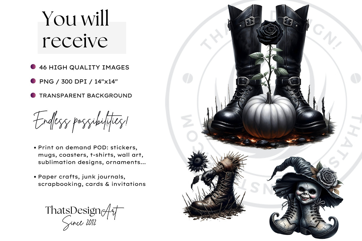 Halloween Character Boots Cliparts, a Seasonal Illustration by ThatsDesignArt (Photo 2 of 10)