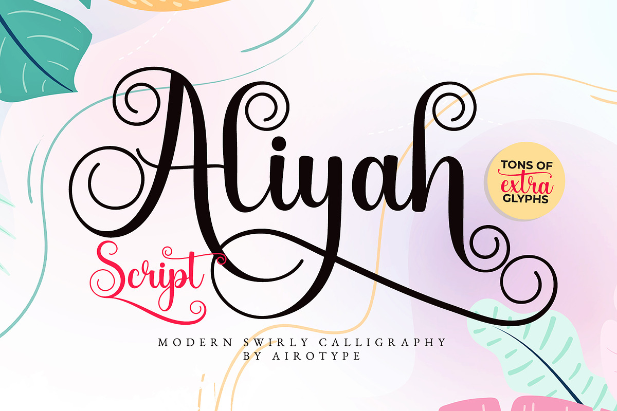 Aliyah - Swirly Calligraphy Font, a Script Font by Airotype (Photo 1 of 12)