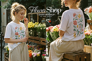 Flower Shop T-Shirt Mockup Bundle, a Shirt Mockup by Goodies.Buro