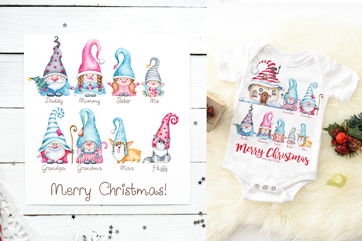 Cute Christmas Gnomes Clipart, an Animal Illustration by SimpleWishesArt (Photo 5 of 9)