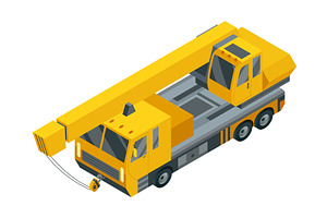 A Yellow Isometric Crane Vehicle on, an Illustration by the8monkey