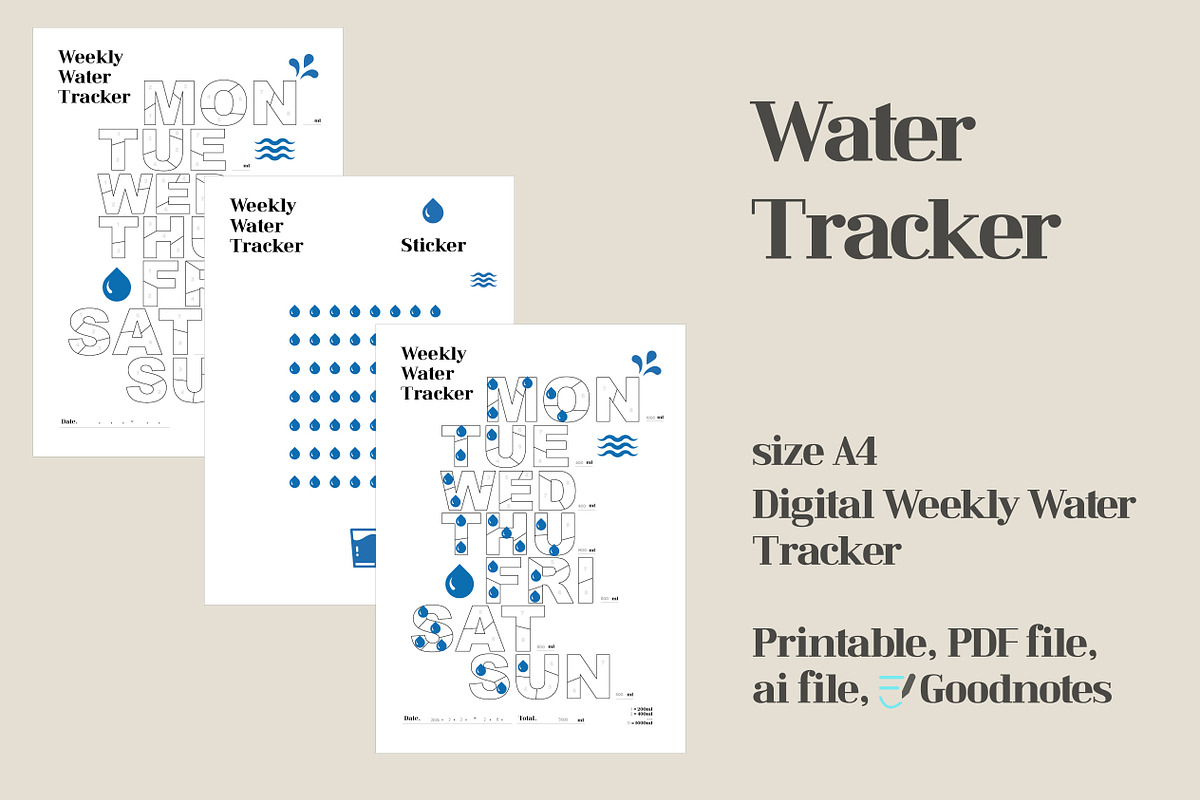 Weekly Warter Tracker, a Print Template by dott (Photo 4 of 5)