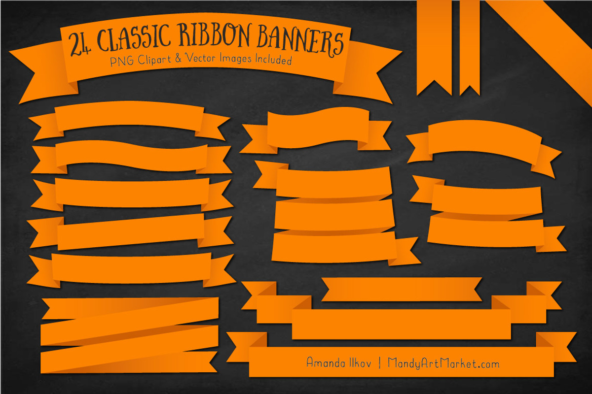 Orange Ribbon Banner Clipart, an Illustration by Amanda Ilkov (Photo 2 of 4)