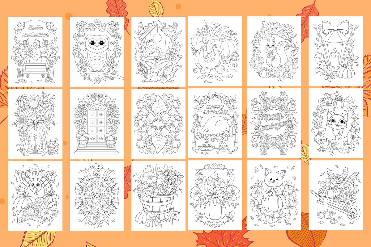 Autumn coloring book, a Seasonal Illustration by Line Store (Photo 3 of 4)