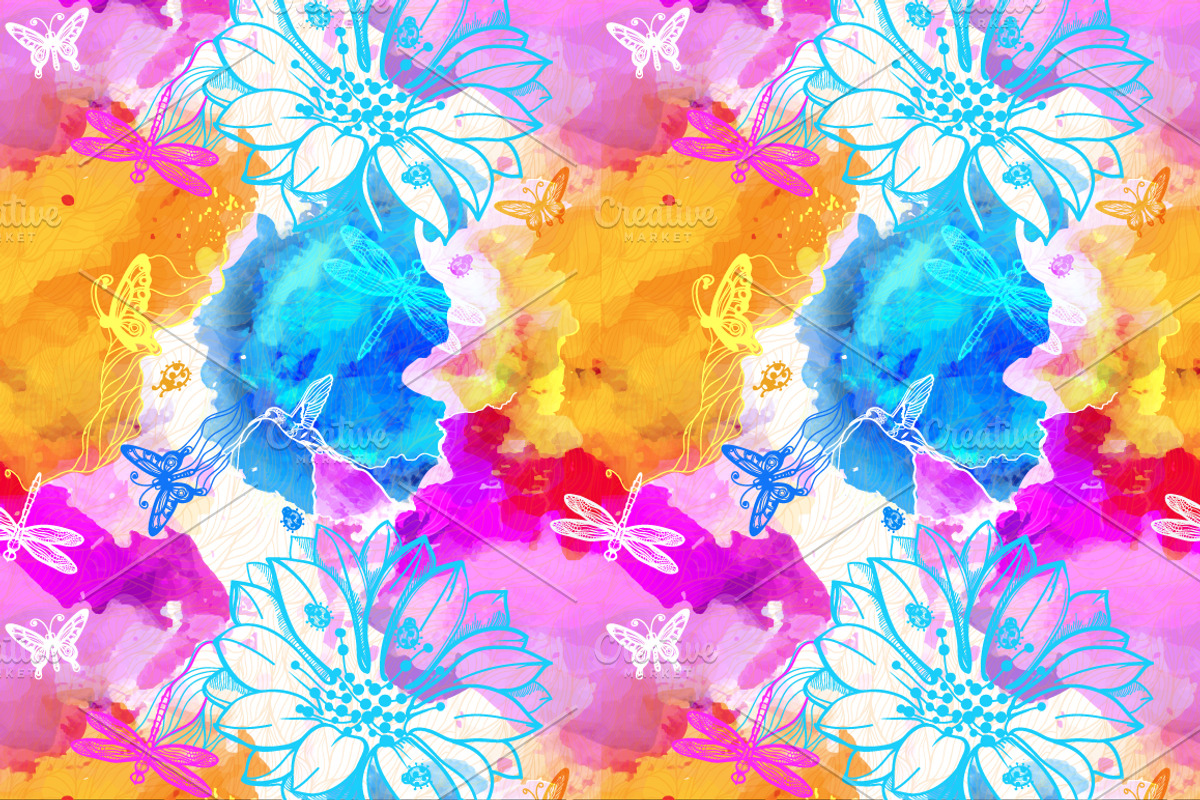 Seamless watercolor patterns, a Pattern Graphic by Vikpit (Photo 4 of 7)