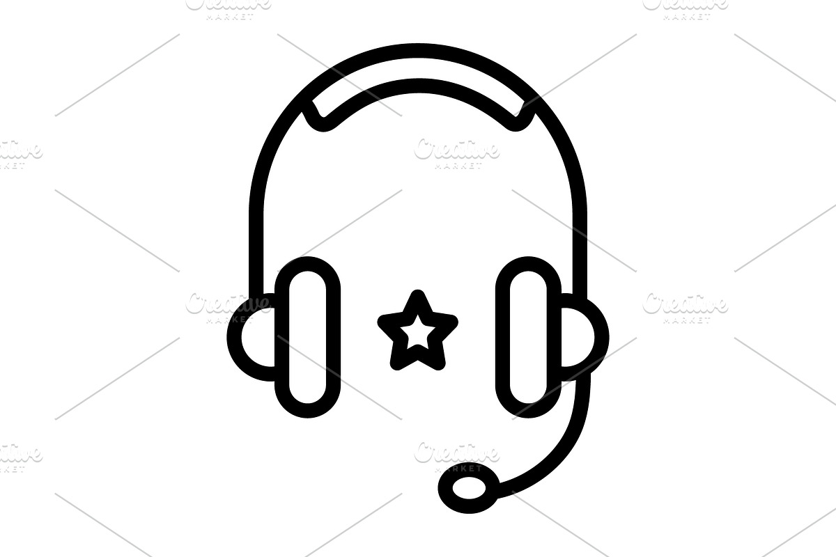 Headset headphone black icon, an Outline Icon by Creative priyanka