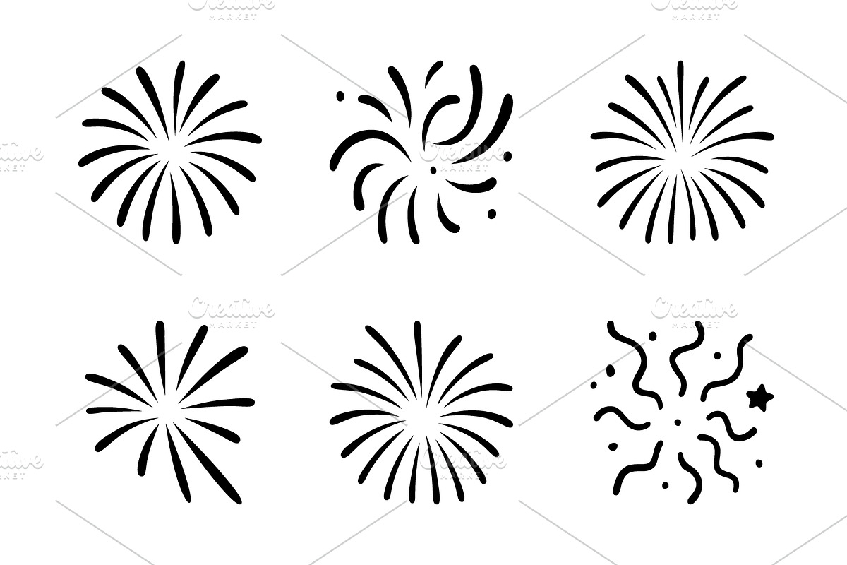 Abstract firework icons set. Hand, an Object Illustration by GraphiShop