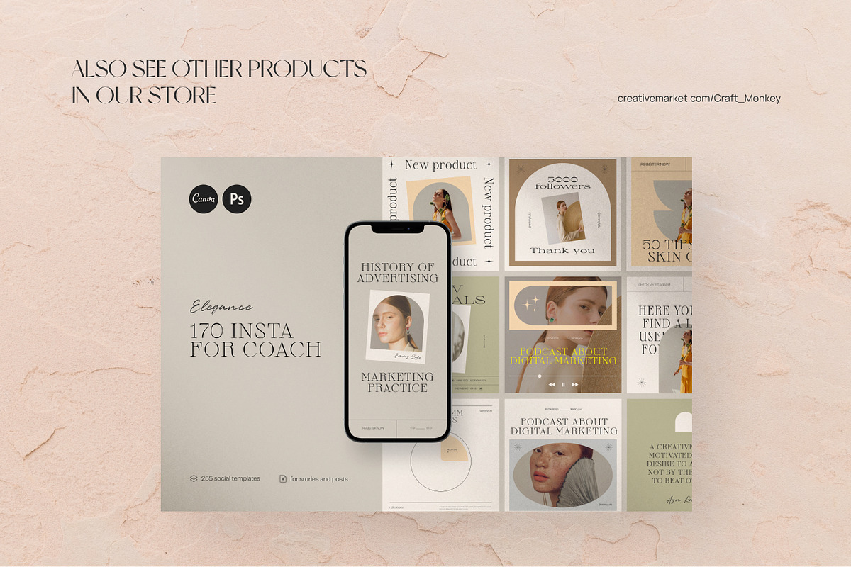 Instagram for coach set CANVA PS, a Social Media Template by Craft_Monkey (Photo 15 of 15)