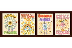 Groovy characters posters, y2k, an Object Illustration by Buch&Bee