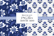 Boho Indian Blue White Patterns, a Pattern Graphic by RachelStudio (Thumbnail 4 of 8)