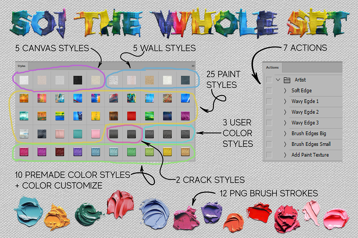 Artist Styles Actions Brushes Set, an Action Add-On by Sophico (Photo 11 of 12)