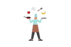 Restaurant cook, vector flat style, a Person Illustration by Sky Pics Studio
