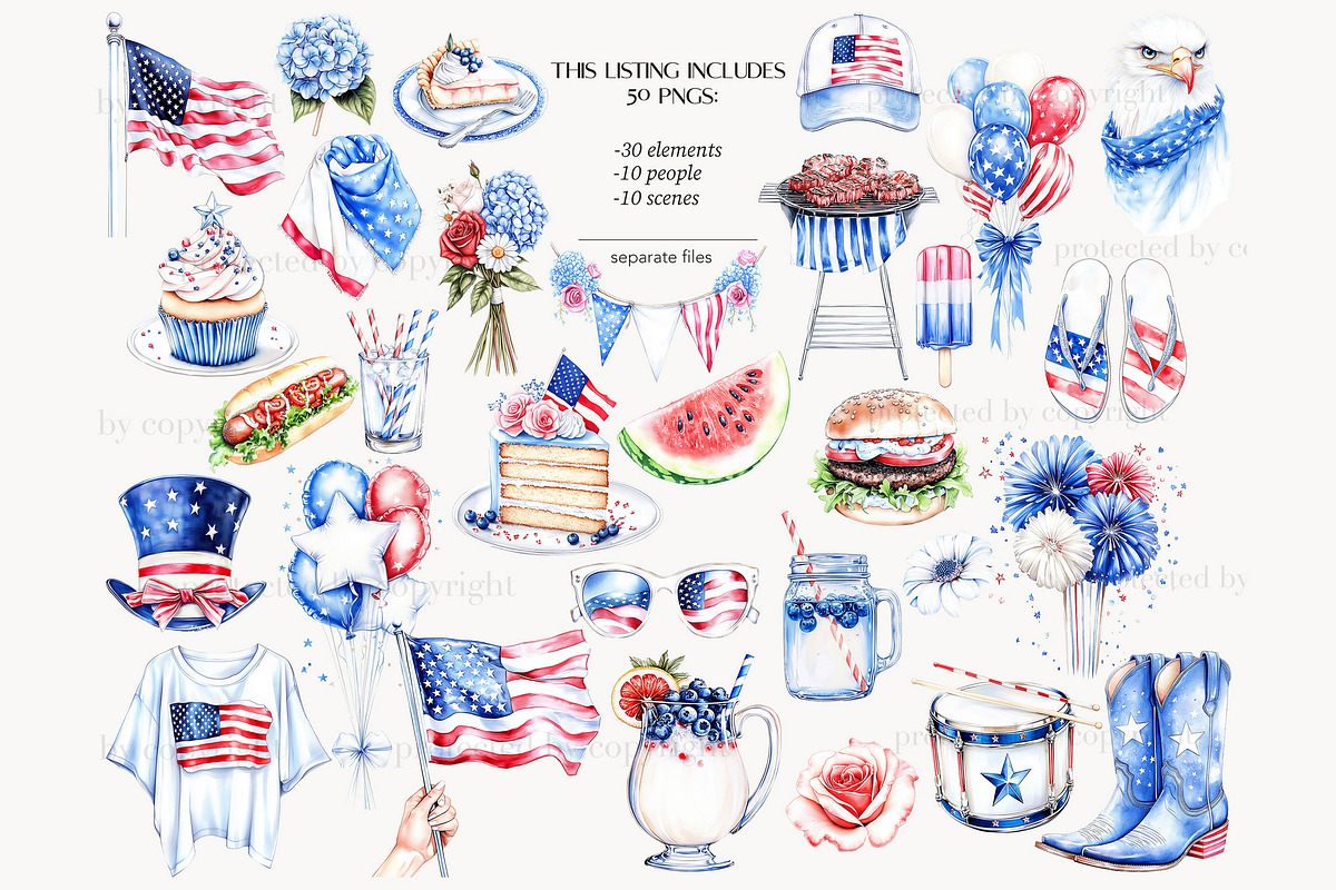 4th of July Clipart Patriotic Images, a Person Illustration by GlamArtZhanna (Photo 3 of 8)