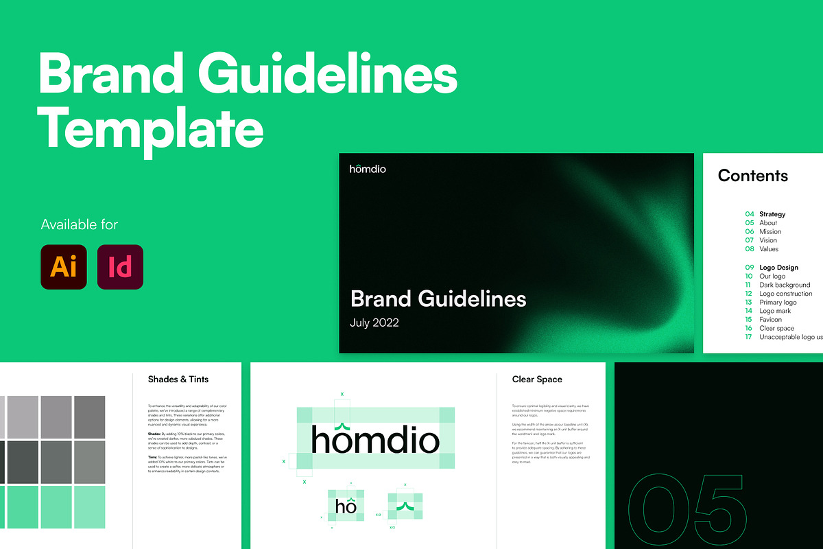 Homdio - Brand Guidelines Template, a Branding & Logo Template by Hamdi Designs (Photo 1 of 9)
