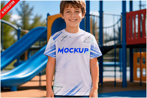 Kids T-shirt Playground Mockup PSD