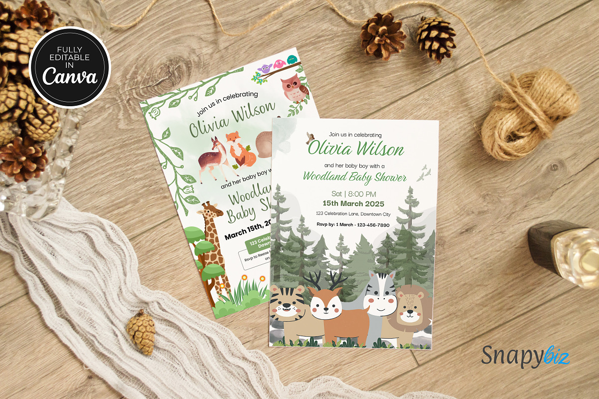 Woodland Boy Shower Invitation Temp, an Invitation Template by Snapybiz (Photo 2 of 11)