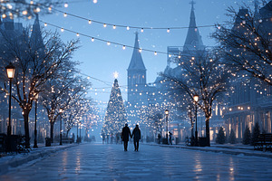 Romantic winter evening on street, a Holiday Photo by MistyDay