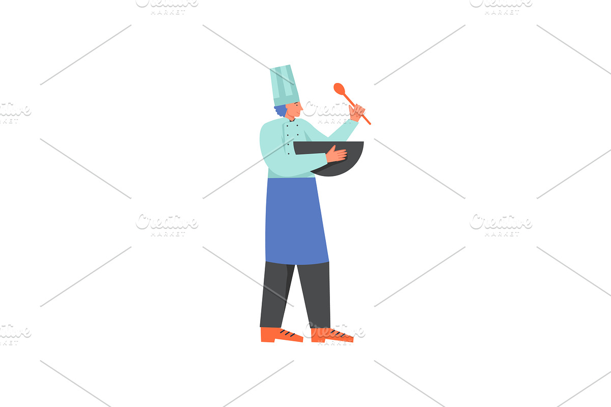 Restaurant cook, vector flat style, a Person Illustration by Sky Pics Studio