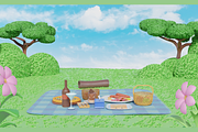 Stylized Picnic 3D Scene, a Scene 3D Model by Dudukbersama (Thumbnail 1 of 2)
