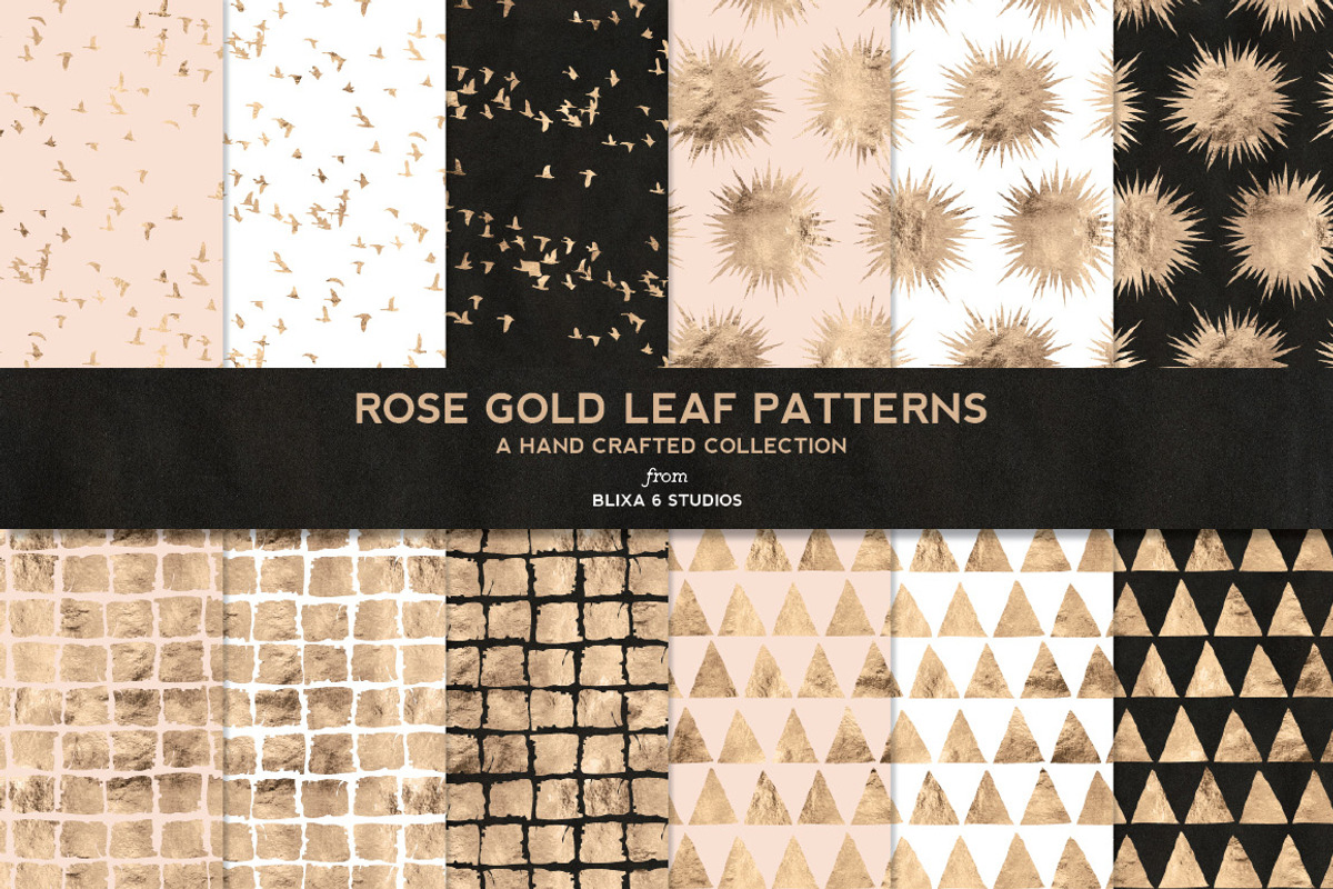 Rose Gold Leaf Digital Patterns