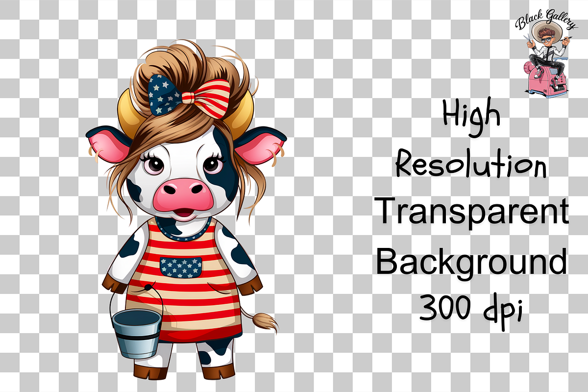Patriotic Cow with USA Flag 10 PNG, a Graphic by Clipart Bloom (Photo 9 of 11)