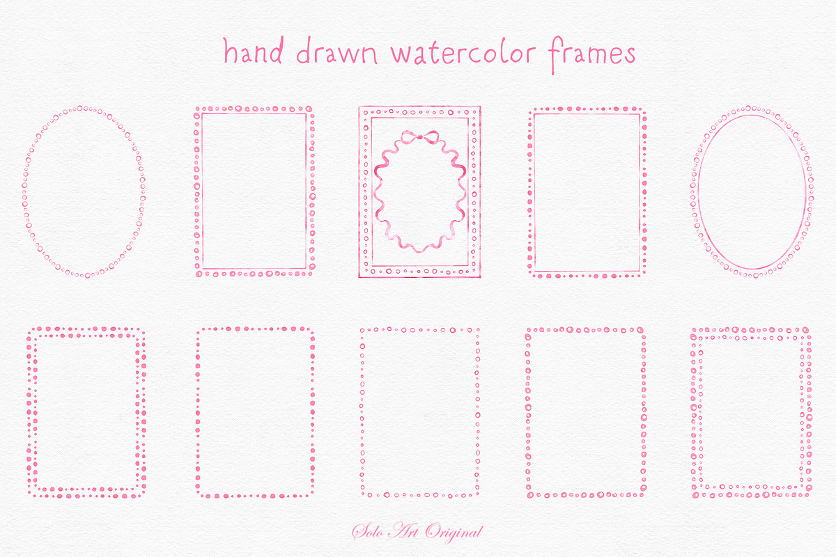Pink Frames Watercolor Hand Drawn, an Object Graphic by Solo Art Original (Photo 3 of 9)