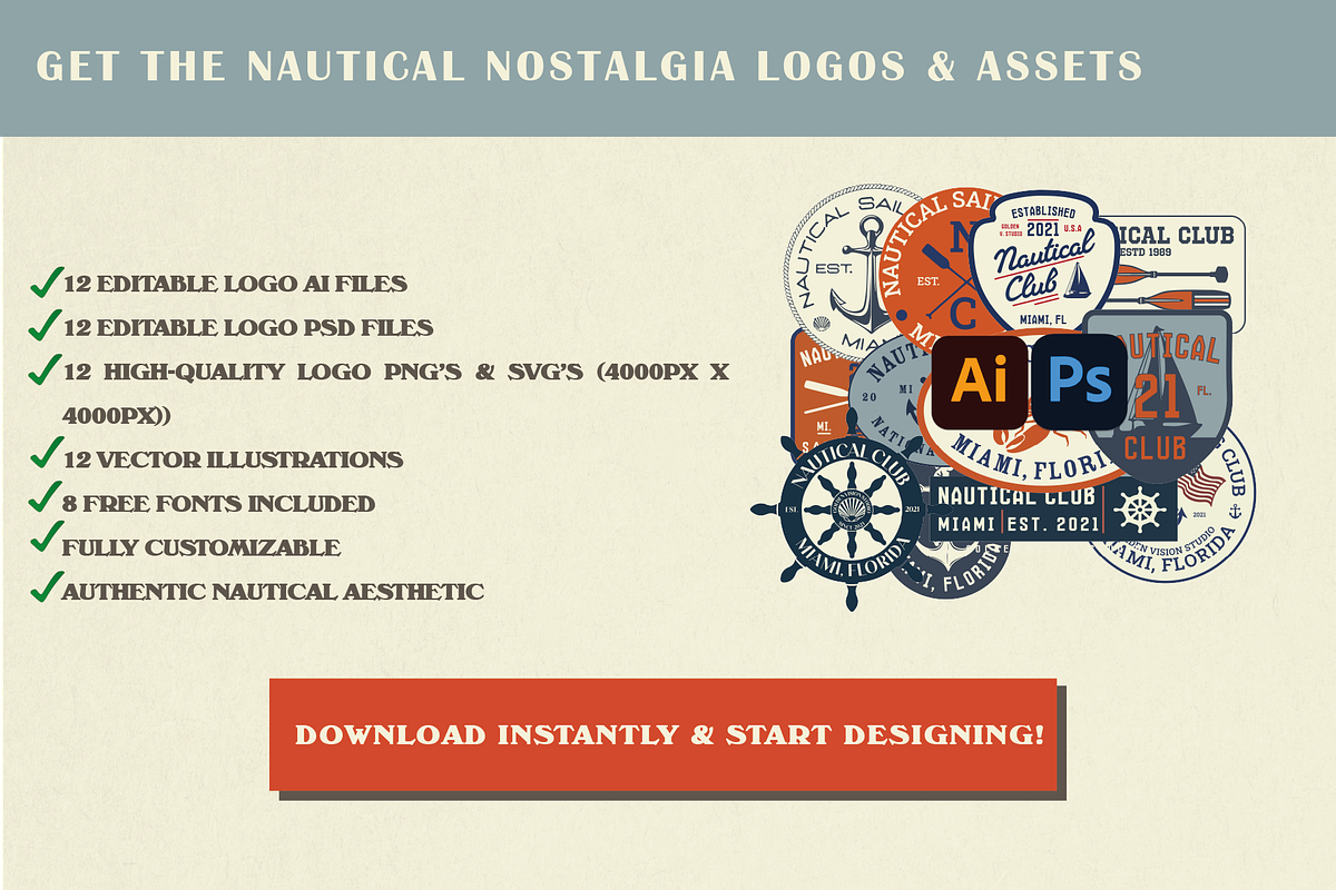 Vintage Nautical Logo Templates, a Branding & Logo Template by Golden Vision Studio (Photo 8 of 8)