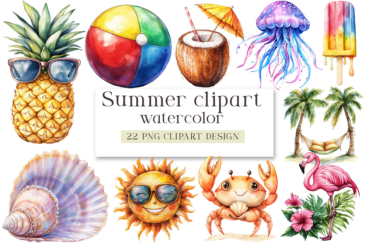 Summer clipart, a Seasonal Illustration by DreamArtGraphic (Photo 1 of 4)