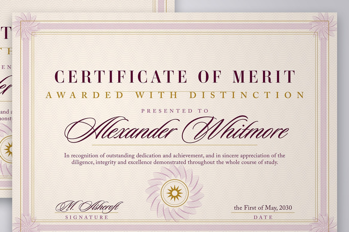 Burgundy Award Certificate Template, a Stationery Template by DesignerCandies (Photo 4 of 4)