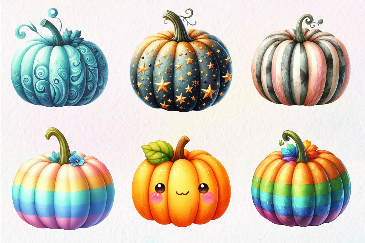 Whimsy Pumpkin Clipart PNG, an Illustration by Dream Creation (Photo 2 of 7)
