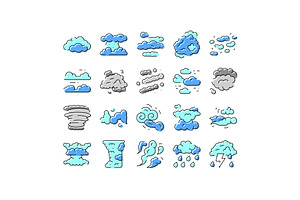 Weather forecast cloud types icons, an Object Illustration by pikepicture
