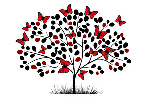 Tree With Butterflies And Hearts