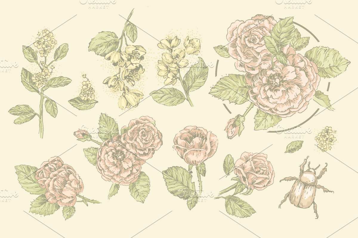 12 handsketched flower elements, a Decorative Illustration by Artha Design Studio (Photo 2 of 6)