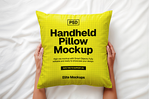 Handheld Pillow Mockup PSD, a Merchandise Mockup by Elite Mockups