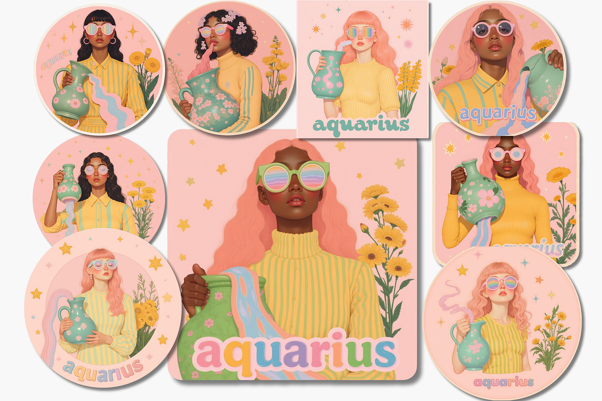 Aquarius Soulvisions Sticker Set, an Object Graphic by Jakayla Digital Co (Photo 2 of 7)