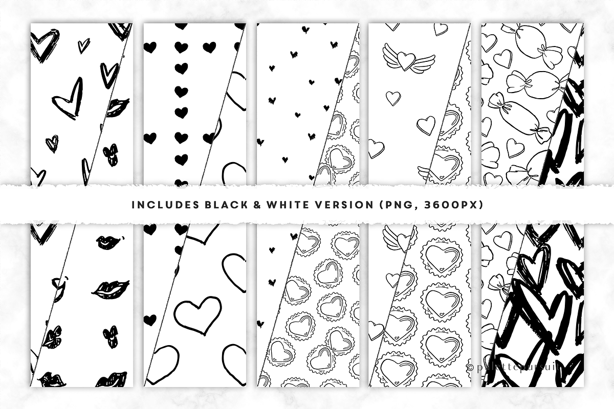 Candy hearts vector pattern set, SVG, a Pattern Graphic by Palette Pursuit (Photo 6 of 9)