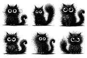 Quirky Black Cats Clipart, an Illustration by RobertsArt (Thumbnail 2 of 7)