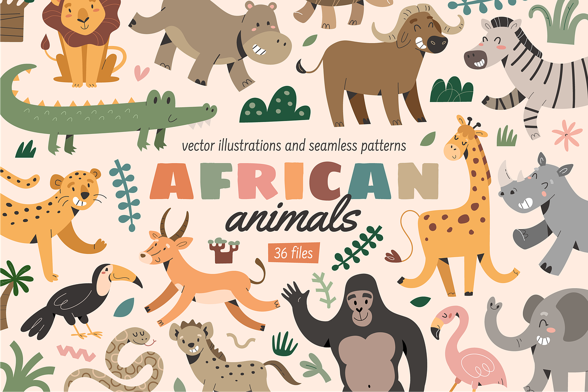 African animals cartoon illustration, an Animal Illustration by Fave Brush (Photo 1 of 4)