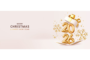 Christmas and New Year 2026 greeting, an Object Illustration by ModVector