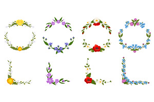 Floral frames in circle and corner, an Object Illustration by Vectorbuum
