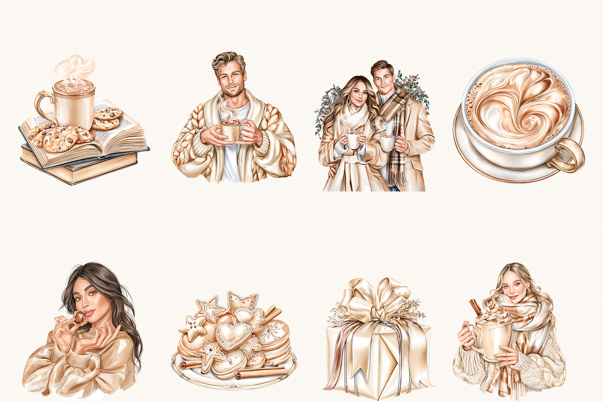 Watercolor Chocolate Christmas, a Seasonal Illustration by BusyDaydesign (Photo 2 of 9)