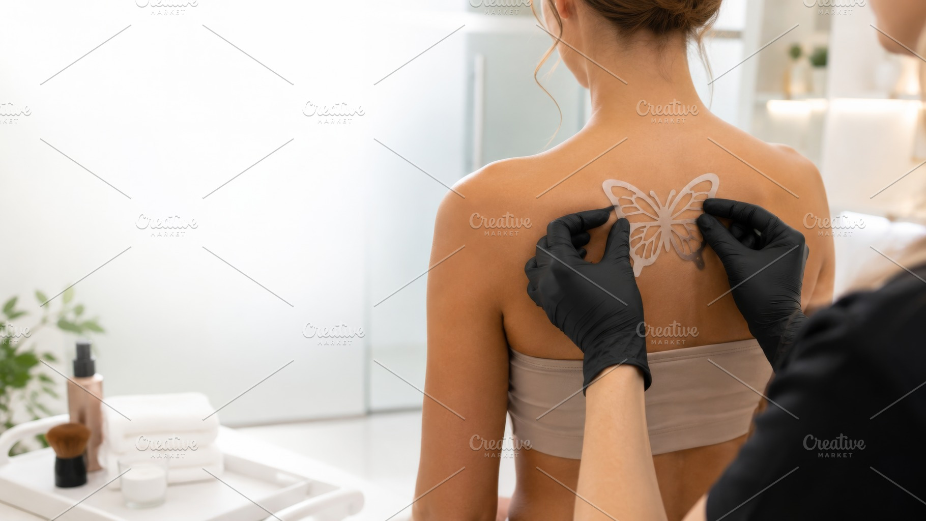 Sun tan tattoo in Y2K style being ap, a Photo by Dvoevnore photos