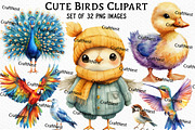 Cute Birds Clipart, an Illustration by Craft Nest (Thumbnail 1 of 6)